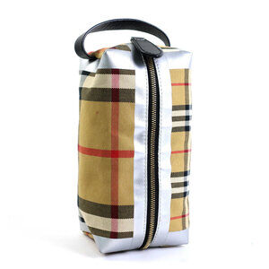 Burberry Silver Check Canvas Shoulder Bag